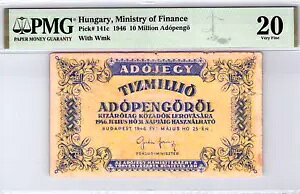 �n���K���[ 1,000 �� Adopengo 1946 P-141c (PMG 20 VF) �g�b�v �|�b�v - 1 �O���[�h�̂�