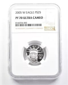 2005-W $25 �A�����J�� �v���`�i �C�[�O�� 1/4 �I���X �v���`�i PF70 UCAM NGC *4711