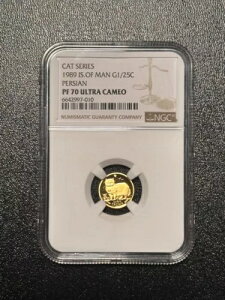 1989年 マン島 ペルシャ猫 1/25 金貨 NGC PF70