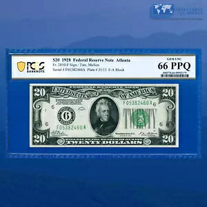 Fr.2050-F 1928 $20 FRN Ag^V[AS[hAPCGS 66 #82460