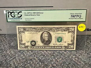 1985 �N $20 �A�M������s�� PCGS AU 58 PPQ �ʒu����I�[�o�[�v�����g �G���[