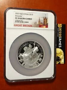 2023 ��10 �C�M���X �v���[�t �V���o�[ �u���^�j�A NGC PF70 �E���g�� �J���I 5 �I���X OGP �t��