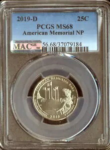 2019 D AJ A NP NH[^[ 25c PCGS MS68 - GC