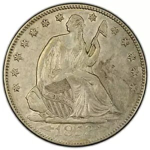 1853-O 50C �A���[�Y �A���h ���C�Y ���o�e�B �V�[�e�b�h �n�[�t�_���[ PCGS XF45