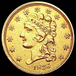 1836 $2.50 �S�[���h �N�H�[�^�[ �C�[�O�� �قږ����ʂ̊󏭂ȕč��^�C�v �R�C��