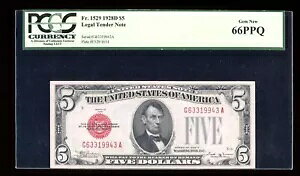 DBR 1928-D $5 �@��_��1529 ���B���\�� �W�F�� GA �u���b�N PCGS 66 PPQ �V���A�� G63319943A