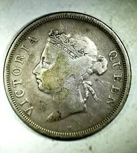 �󏭂ȃA���e�B�[�N 1900H Straits Settlements 50 �Z���g �V���o�[�B�R�C�� 40K ����