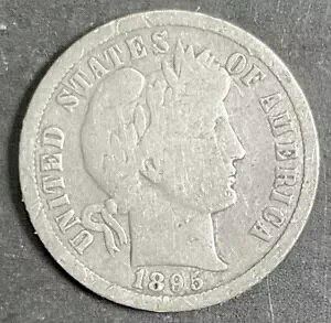 1895-O Barber Liberty Dime �I�[���h �V���o�[ �^�t �f�C�g KEY DATE �j���[�I�[�����Y �R�C�� L959