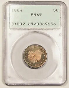 1884 �v���[�t ���o�e�B V �j�b�P�� 5 �Z���g PCGS OGH ���g���[ PR65 PF65 �^�C�v 2 �Z���g�t��