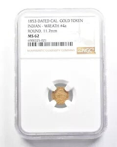 1853 �N�J���t�H���j�A �S�[���h �g�[�N�� �C���f�B�A�� ���[�X #4a ���E���h 11.7mm MS62 NGC *4708