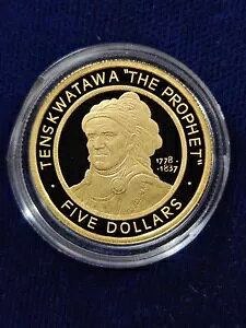 ?? 2002 �V���[�j�[�� $5 �v���[�t 1/5 �I���X .9999 �S�[���h TENSKWATAWA THE PROPHET