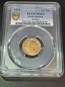 1913�N �C�M���X 1/2 �\�u���� ������ BU MS62 PCGS �S�[���h �V�[���h�F��