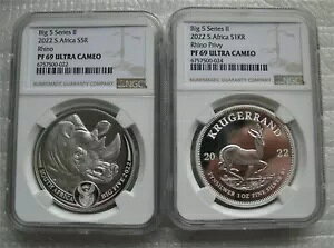 AtJ R5 2022 Vo[ v[t 1OZ 2 RC Rhino Krugerrand Privy NGC PF69