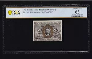 US 10c ʉݑ 2  18-63 & T-1 t@Co[y[p[ FR 1249 PCGS 63(02)