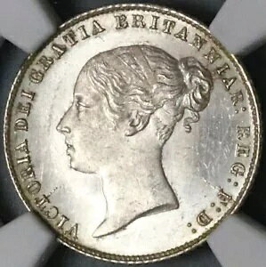 1858 NGC MS 64 ビクトリア 6 ペンス イギリス レア 銀貨 (23042401C)