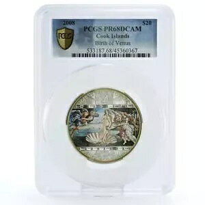 �N�b�N���� 20 �h�� �T���h�� �{�b�e�B�`�F�� ���B�[�i�X�̒a�� PR68 PCGS Ag �R�C�� 2008