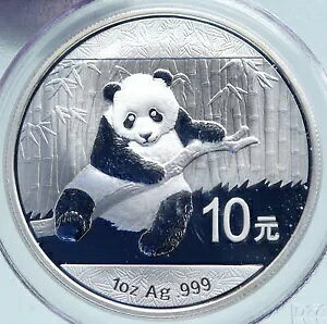 2014 CHINA PANDA Bamboo TEMPLE of HEAVEN �V���o�[ 10 �������R�C�� PCGS i86688