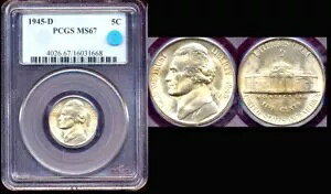 1945-D 5C PCGS MS67-~gX^[-IWiJ[ƕ\ʃWFt@[\jbP++