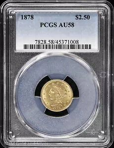 1878�N $2.50 �S�[���h ���o�e�B �w�b�h�N�H�[�^�[ �C�[�O�� PCGS AU 58 �قږ�����