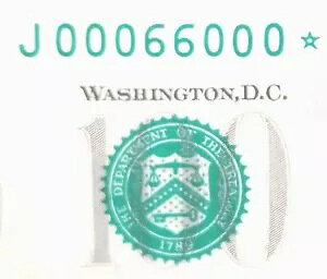 ���A ** $100 STAR RADAR �V���A���ԍ� 00066000* PCGS PPQ ** 2 �i���V���[�Y 1990