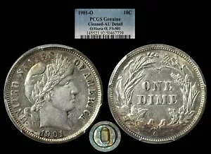 1901-O/Horiz O Barber Dime PCGS �O���[�h�̖{���� AU �̏ڍ�...���܂��܂�!!