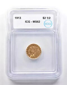 1913�N $2.50 �C���f�B�A���w�b�h �S�[���h �N�H�[�^�[ �C�[�O�� MS62 ICG *1790