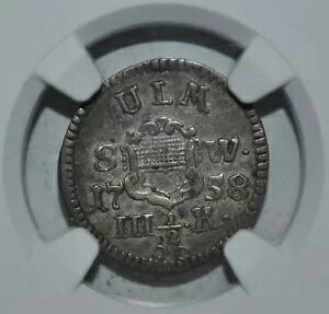 German States ULM 3-1/2 Kreuzer-2-1/2 Kreuzer 1758 NGC XF45 gbv|bv