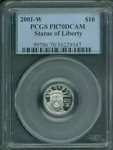 2001-W $10 �v���`�i �C�[�O�� 1/10 �I���X���R�̏��_ PCGS PF70 �v���[�t PR70