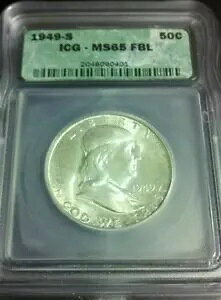 1949 S �t�����N���� �n�[�t ICG MS 65 FBL GEM BU �t���x�� ���C�� DDO? DDR?