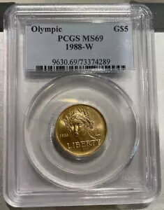 1988 W オリンピック $5 ゴールド記念コイン PCGS MS69 - 米国造幣局ゴールドコイン