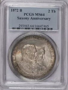 1872-B �h�C�c �V���o�[ 2 �^�[���[ �U�N�Z�� �A�j�o�[�T���[ PCGS MS64�B���������B