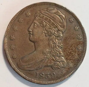 1839 �L���b�v�h �o�X�g �n�[�t �V���o�[ �_���[ ���[�h �G�b�W 50c AU �A���e�B�[�N �j�[�X �č��^�C�v �R�C��