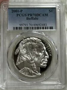 �g�b�v�O���[�h�v 2001 P US $1 $ �V���o�[ �R�C�� PCGS PR70D CAM �C���f�B�A�� �o�b�t�@���[ ���_��
