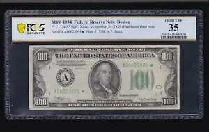 US 1934 $100 FRN �{�X�g�� DGS �X�^�[ �m�[�g* FR 2152a-A* PCGS 35 Ch VF (091*)