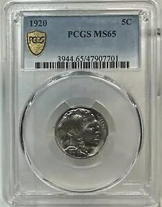 1920 5c PCGS MS 65 ~ �W�F���o�b�t�@���[�j�b�P���u���X�g�z���C�g