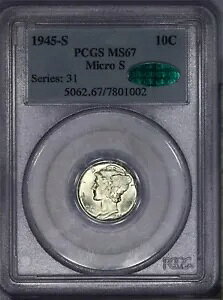 1945-S }[L[ _C 10c PCGS MS67 CAC - }CN S oGeB LB