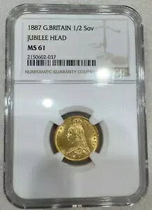 NGC MS61 CMX CMX 1887 Wr[ wbh S[h 1/2 Sov 