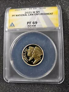 ?? 2021 ���Ɩ@���s $5 �S�[���h�L�O�R�C�� ANACS PF69 DCAM