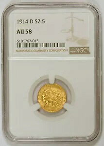 1914-D $2.50 CfBA wbh US NH[^[ C[O  NGC O[h AU58
