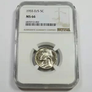 1955 D/S NGC MS66 - WFt@[\ jbP - US 5c RC #47172A