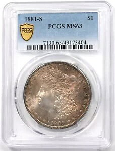 1881-S �����K�� �_���[ �V���o�[ �S�[�W���X �����X�^�[ �I�����W�g�[�j���O! PCGS MS63 PC1704