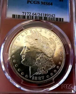 ���[�K�� �V���o�[ �_���[ 1887 PCGS MS 64+++ �����X�^�[ ���C���{�[ REV PL OBV ���A �r���[�e�B�[