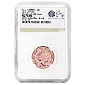 英国 2022 1 ソブリン クイーン エリザベス 2 世 ゴールド NGC MS70DPL ラスト 500 ストラック ロイ...