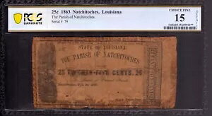 1863 25c �i�`�g�`�F�X ���C�A�i���� �p�~���ꂽ�X�N���v�g�m�[�g PCGS B CHOICE F 15