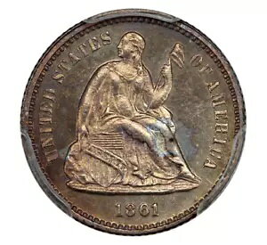 1861 PCGS PR62 �Œ�|�b�v�v���[�t TRUE CIVIL WAR ���ȃn�[�t�_�C���X���[�p�[�L�[ H10c