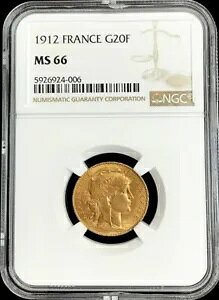 1912 �S�[���h �t�����X 20 �t���� ���[�X�^�[ �R�C�� NGC ������ 66