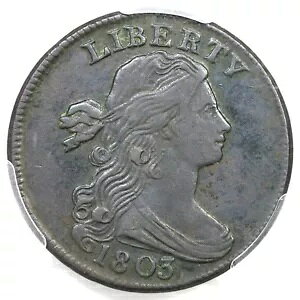 1803 S-255 PCGS XF 詳細 Sm デイト、Sm フラクション ドレープ バスト ラージ セント コイン 1c