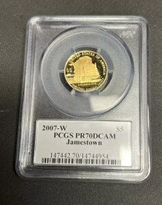 ���A�I 2007-W PCGS PR70DCAM $5 �S�[���h JAMESTOWN �L�O�R�C���A�����J���e�B�t��