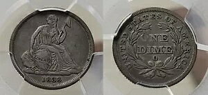 1838 O �m�[ �X�^�[�Y �V�[�e�b�h ���o�e�B �_�C�� 10c PCGS XF 35