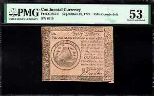 嗤ʉ Fr#CC-85CT 1778 N 9  26  $50 PMG 53 *Ui*